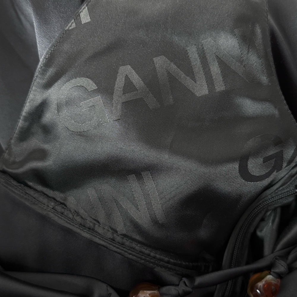 GANNI Satin Beaded Crisscross Halter Tie V-Neck Empire Waist Sleeveless Dress‎ S - Picture 13 of 14